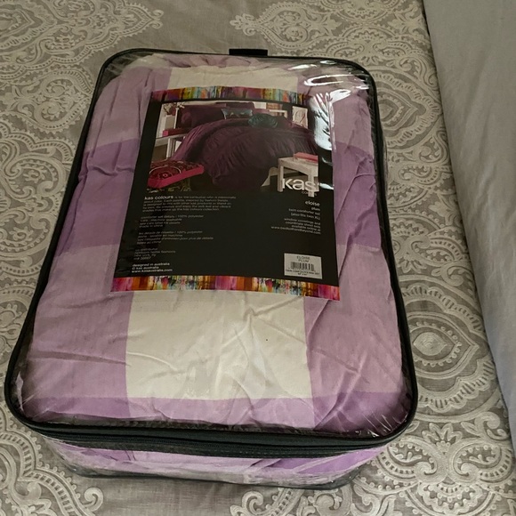 Land of Nod Purple & White Twin Duvet Cover